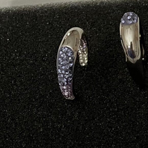 Purple to White Ombre Crystals Inside Out Hoop Earrings Sterling Silver 925 AU - Picture 7 of 12